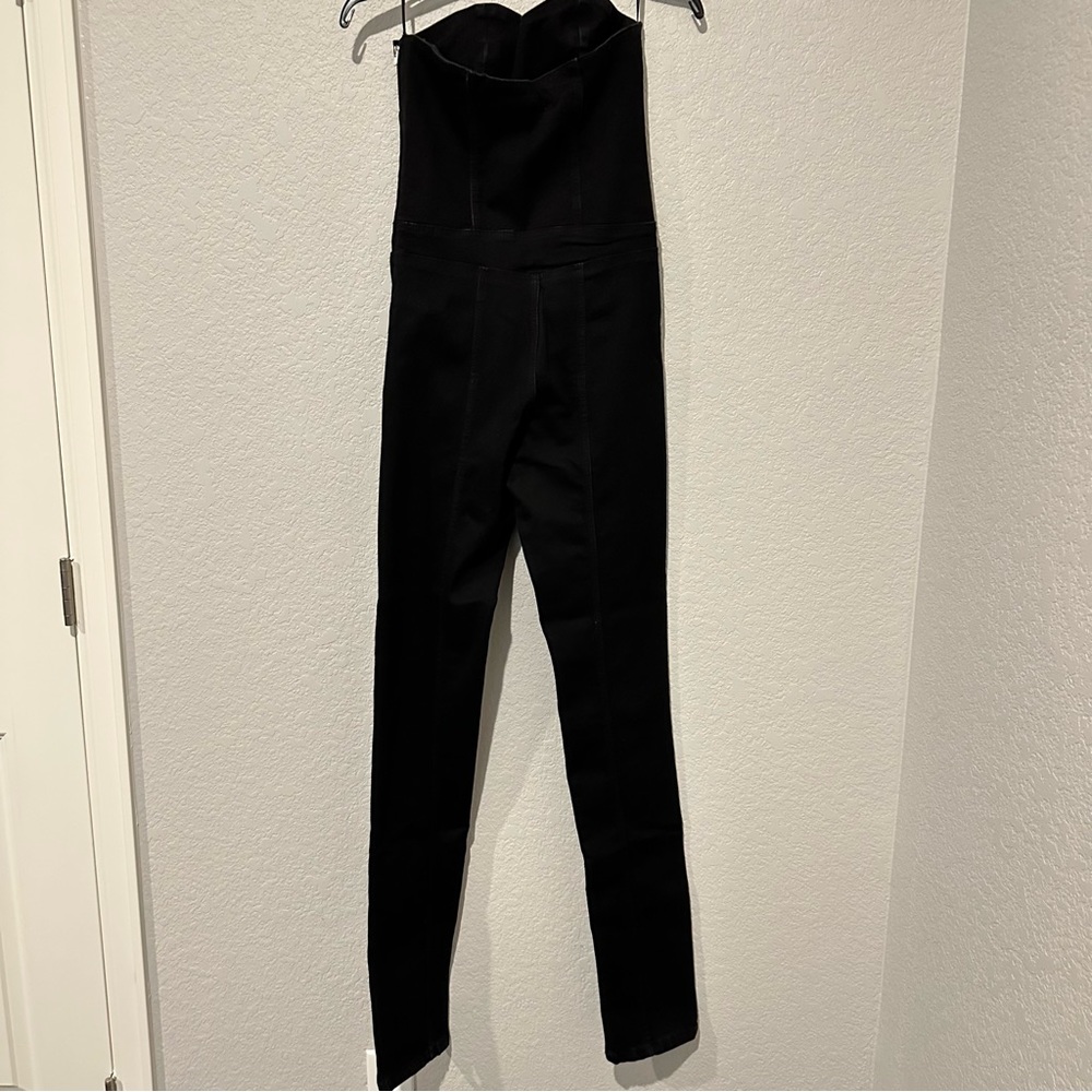 New Zara Strapless Black Denim TRF Stretchy Jumpsuit Small Medium 8197/249 - Picture 9 of 13
